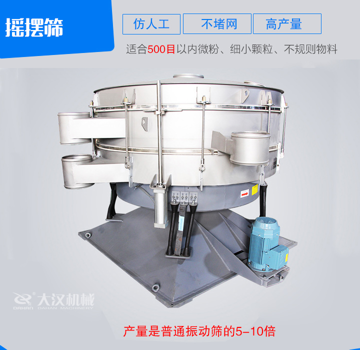 搖擺篩仿人工篩分原理，操作方便，不堵網(wǎng)。
