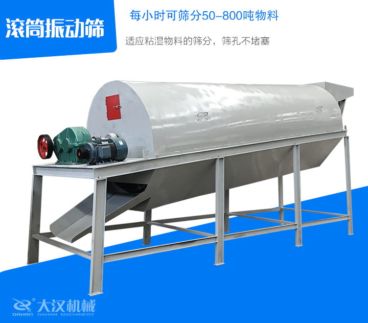 滾筒振動(dòng)篩適應(yīng)粘濕物料的篩分，篩孔不堵塞