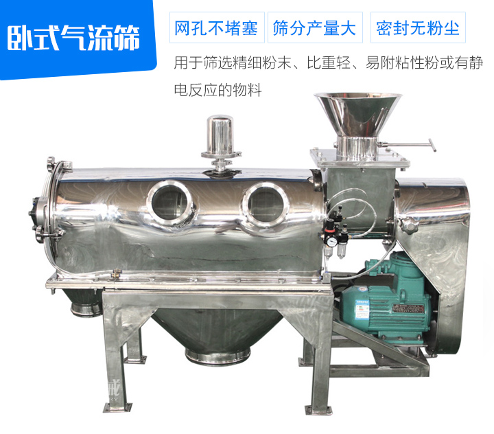 用于篩選精細(xì)粉末、比重輕、易附粘性粉或有靜電反應(yīng)的物料